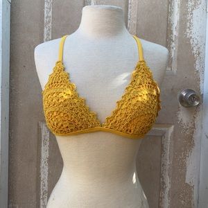 Yellow crochet bikini top